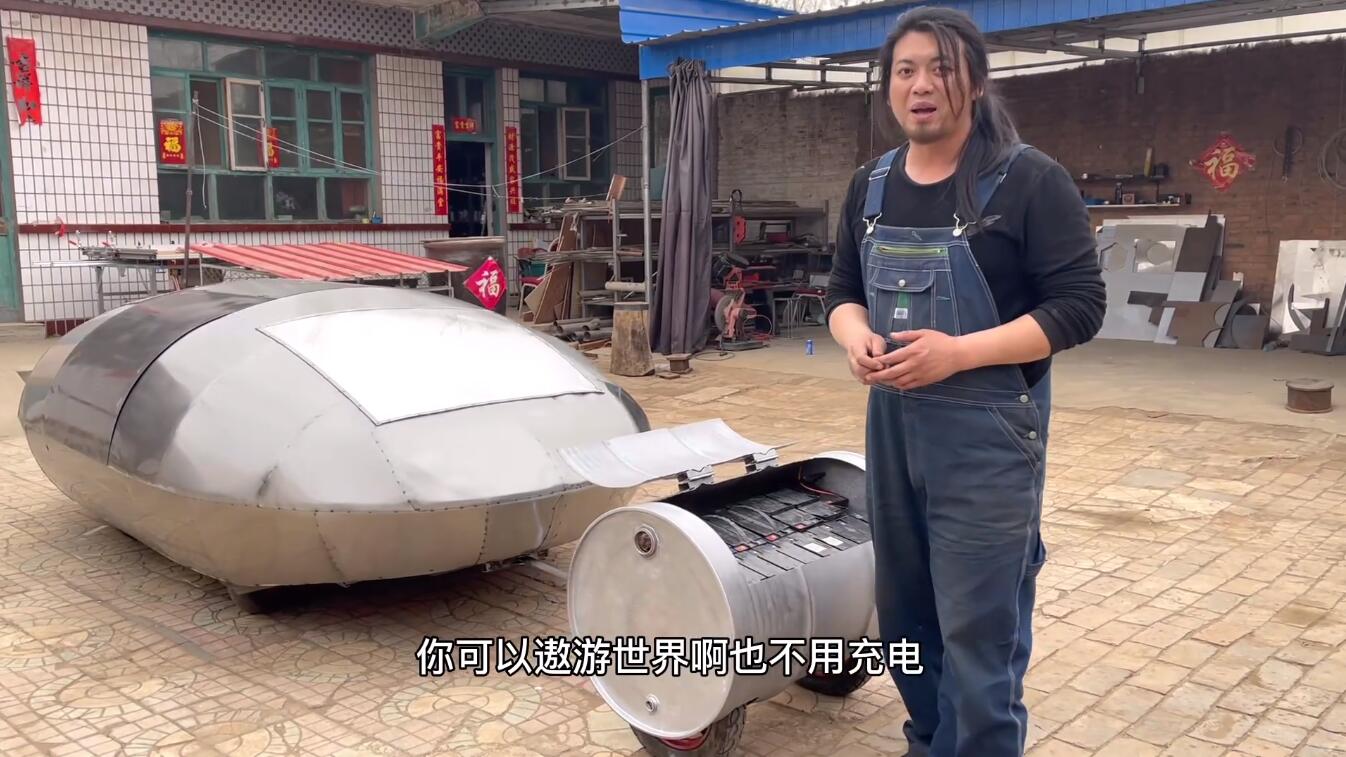 Chinese weblebrity builds electric car that looks like spaceship and can go sideways with his bare hands-CnEVPost